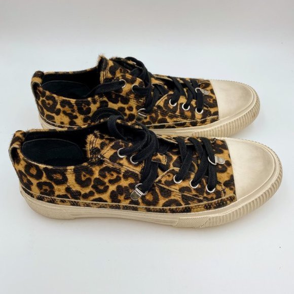 Allsaints Jazmin Leopard-Print Calf Hair Sneakers